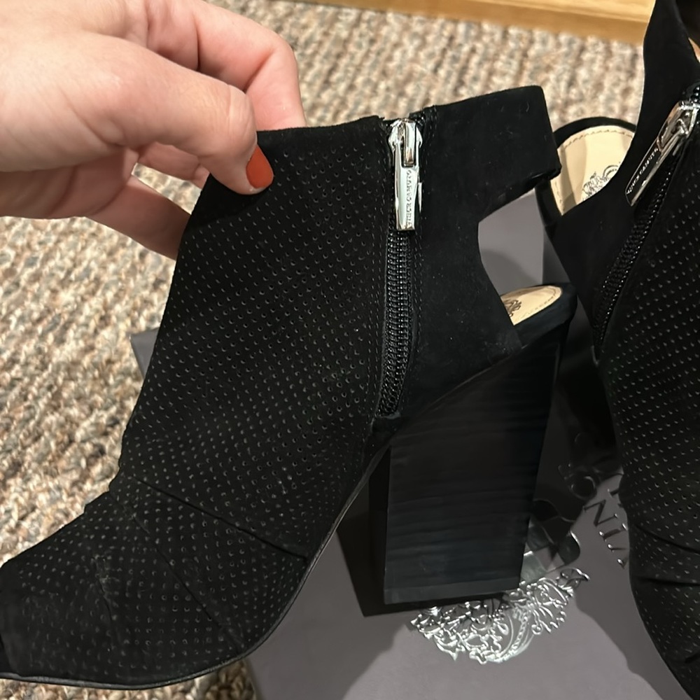 Vince Camuto Peep Toe Suede Booties - Picture 4 of 6